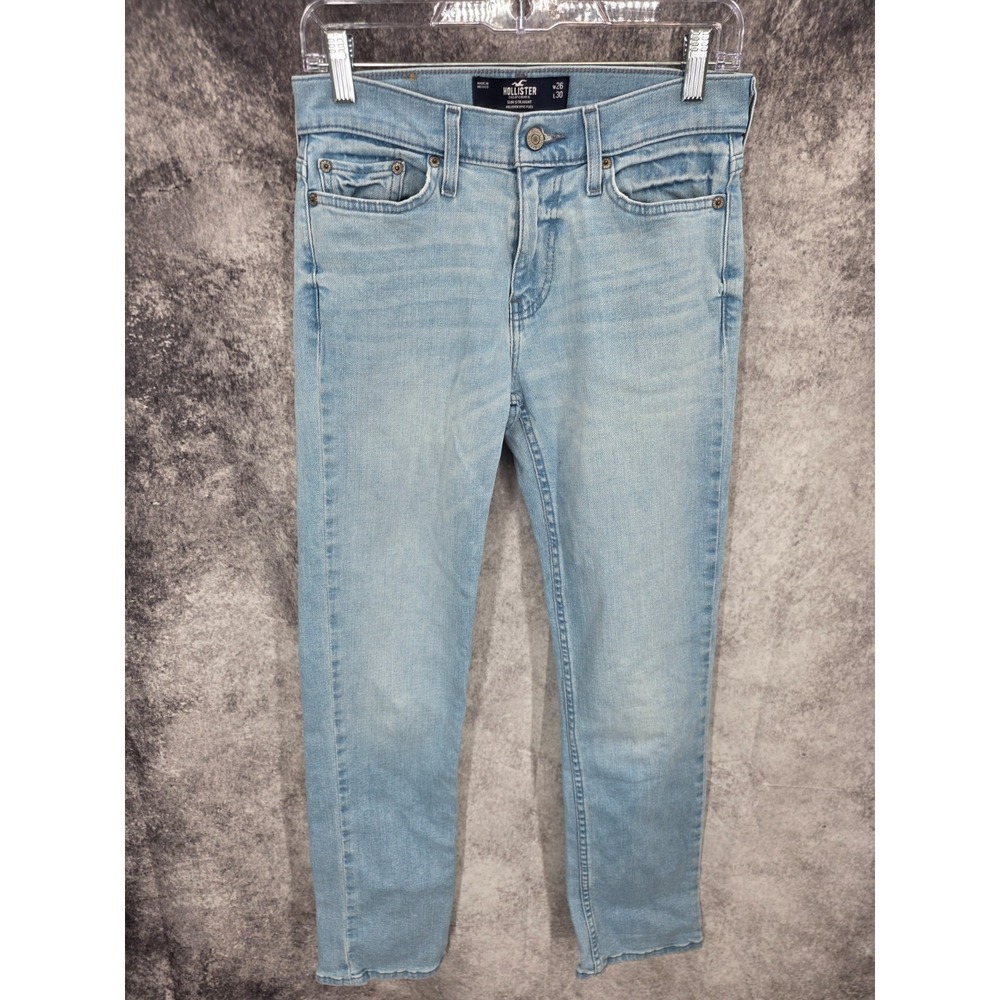 Hollister Jeans Mens 28 X 29 Blue Slim Straight Leg Denim Lightwash Tag 26x30
